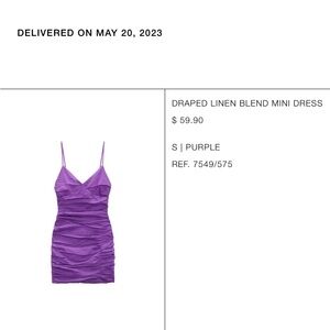 Zara Linen draped purple dress